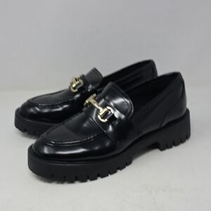 Steve Madden Black Flats Lug Sole Loafers Size 8.5